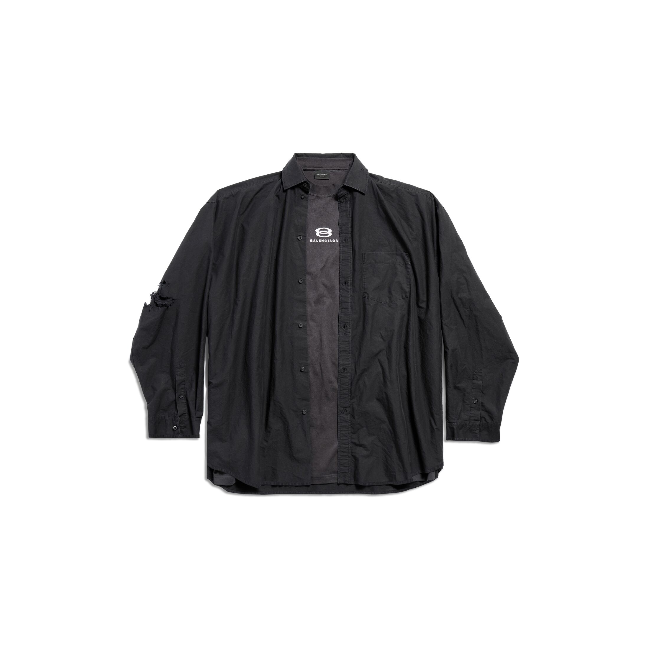 Balenciaga Camicia Layered Unity Sports Icon Oversize - Nero - Uomo - 2 - Cotone