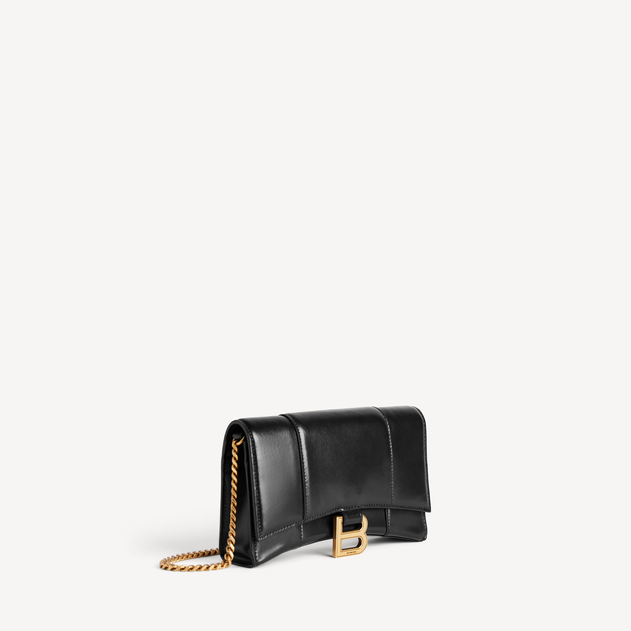 Women's Hourglass Wallet On Chain Box in Black Balenciaga US