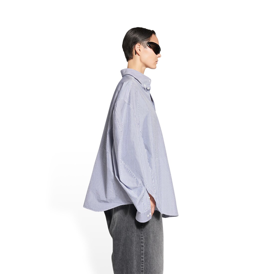 Women's Twisted Sleeve Shirt in Blue | Balenciaga CA