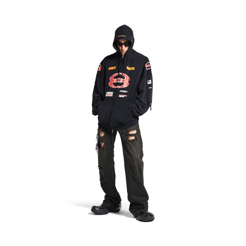 sponsor logos hoodie大号拉链连帽卫衣