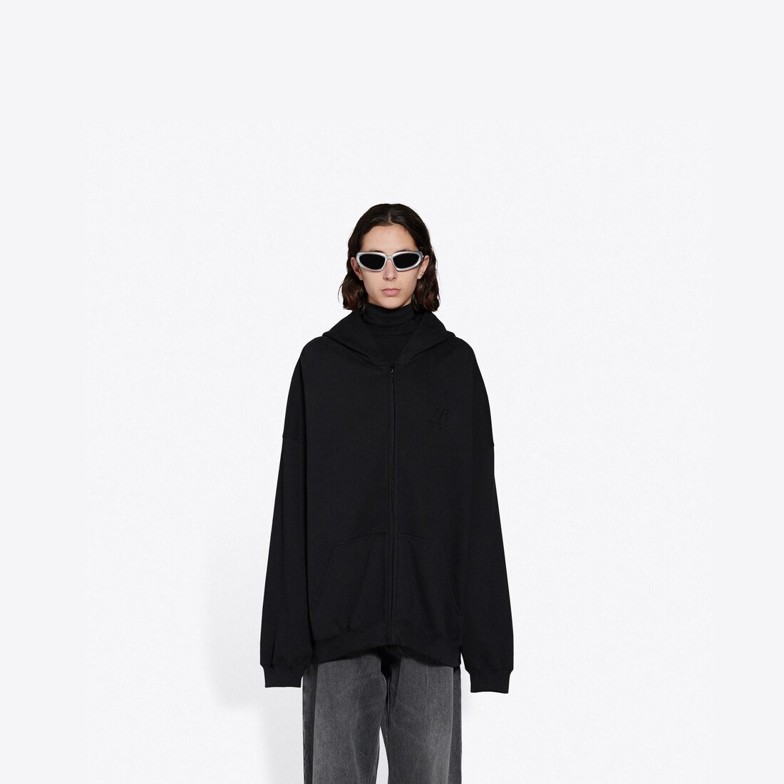 turtleneck zip up hoodie