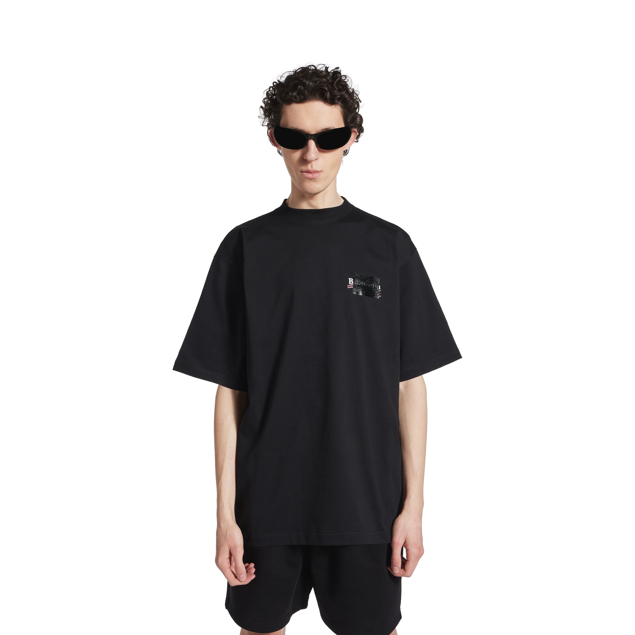 Men's Gaffer Tshirt Large Fit in Black Balenciaga US