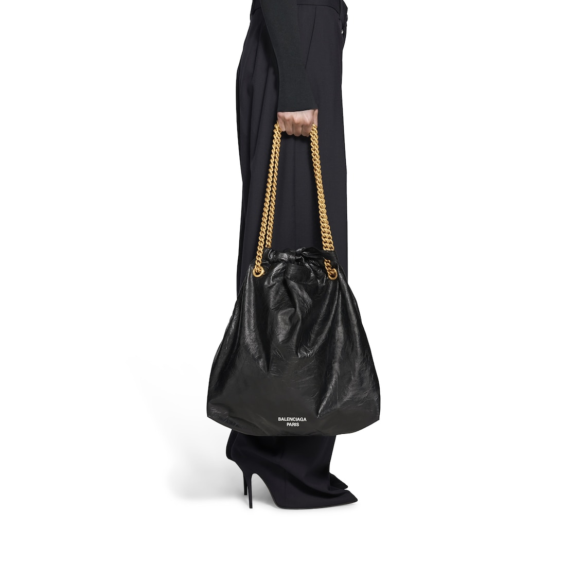 Women's Crush Medium Tote Bag in Black | Balenciaga CA