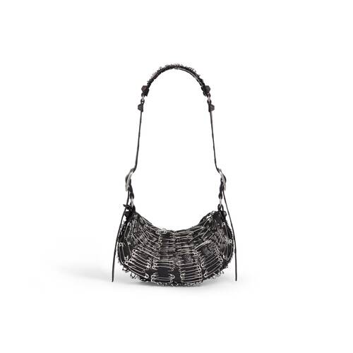 Women's Le Cagole Xs Shoulder Bag With Safety Pins in Black | Balenciaga US