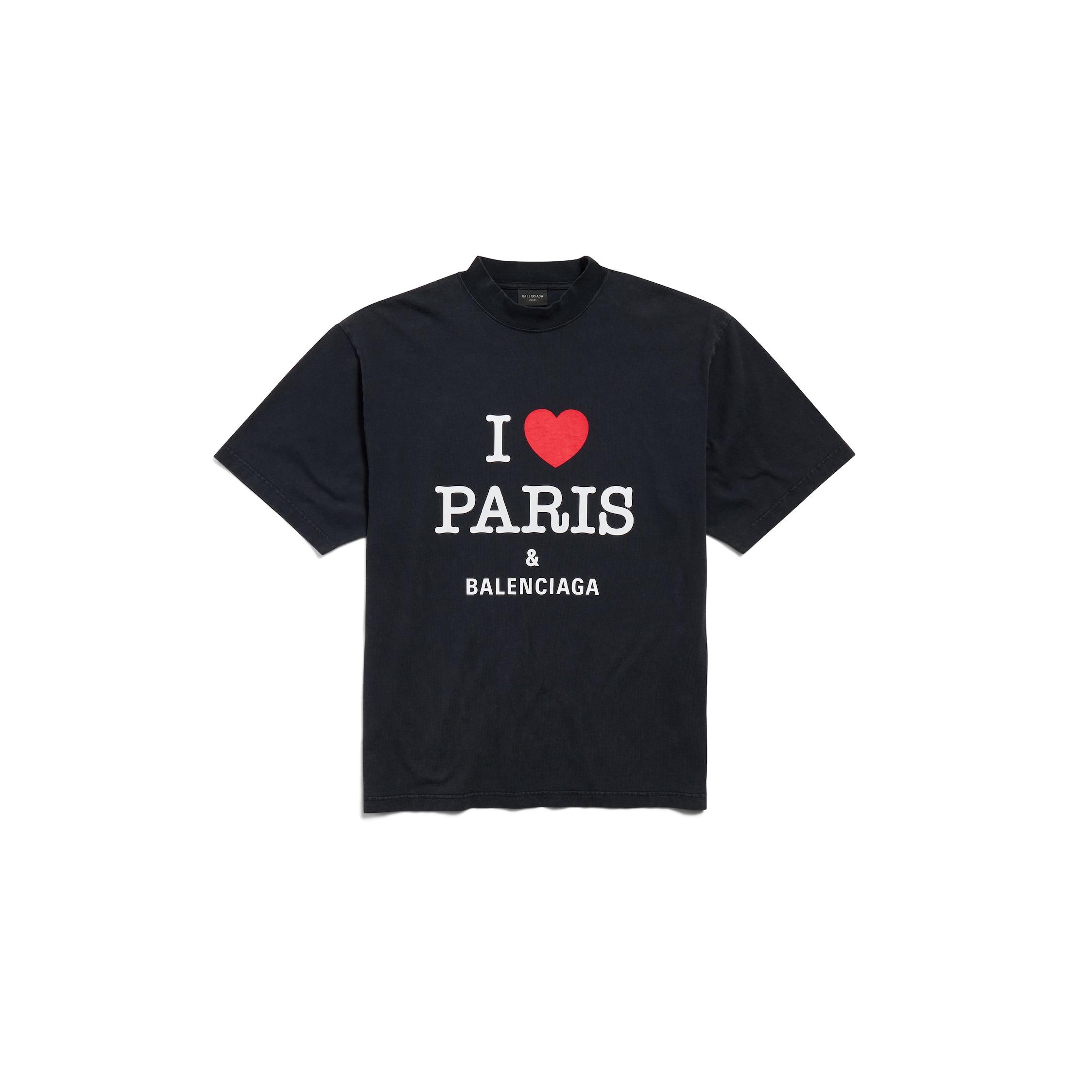 I Love Paris & Balenciaga T-Shirt Medium Fit - Black - Unisex - - Main Fabric: 100% Cotton - Trimming : 97% Cotton, 3% Elastane