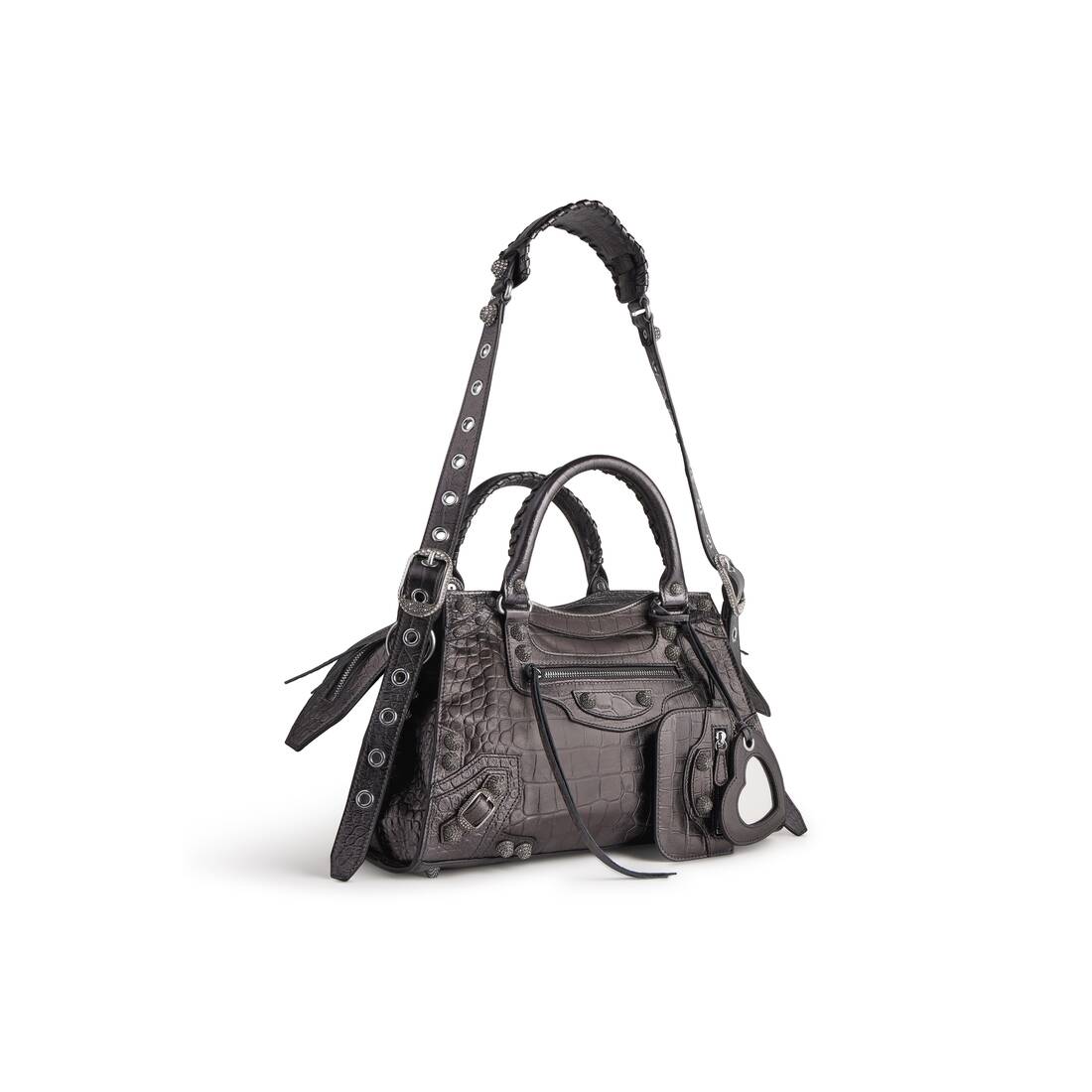 Balenciaga Ville Small Top Handle Bag in Black Crocodile Embossed Leather  ref.893618 - Joli Closet