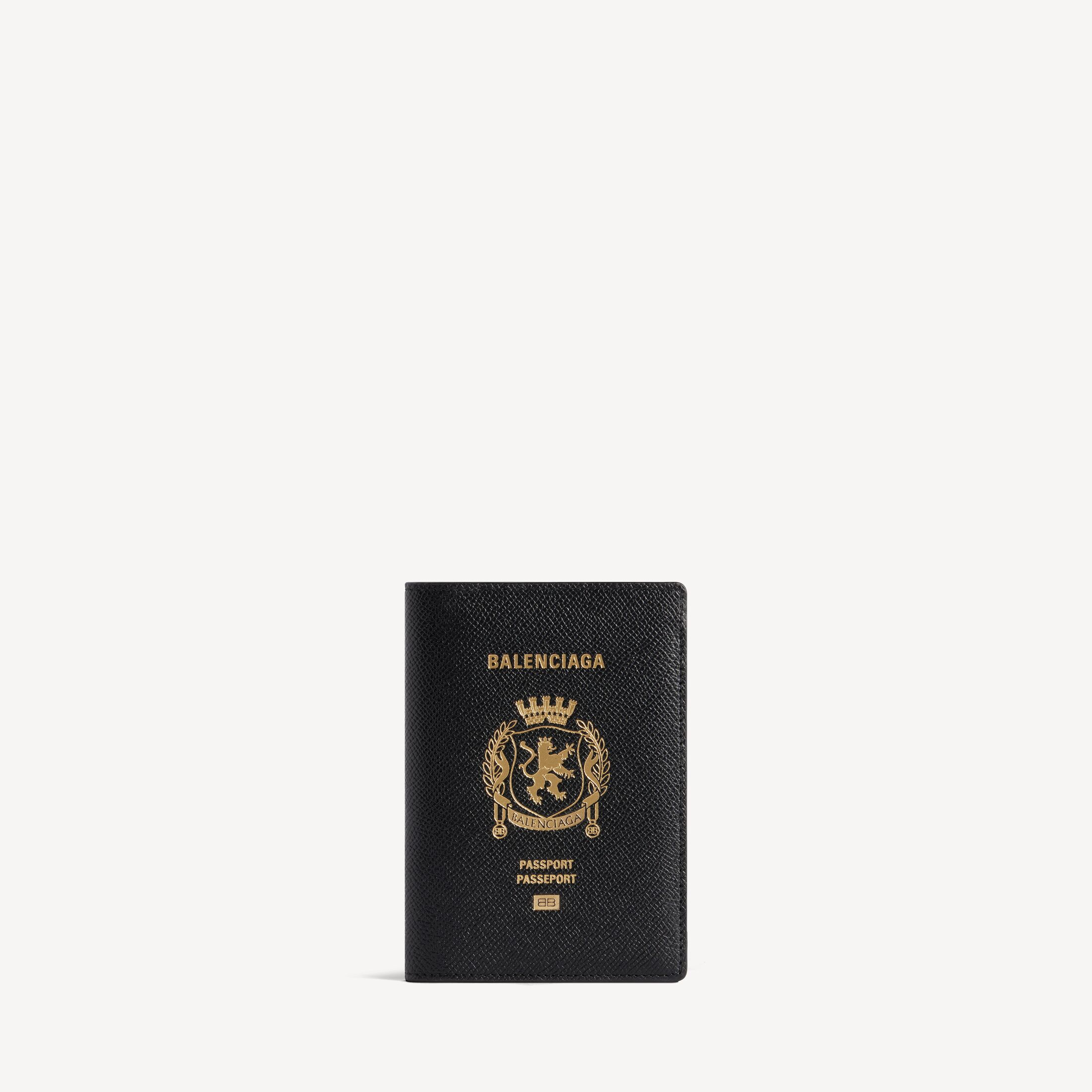 Balenciaga Passport Holder - Black - Man - Calfskin, Cellulose, Polyurethane