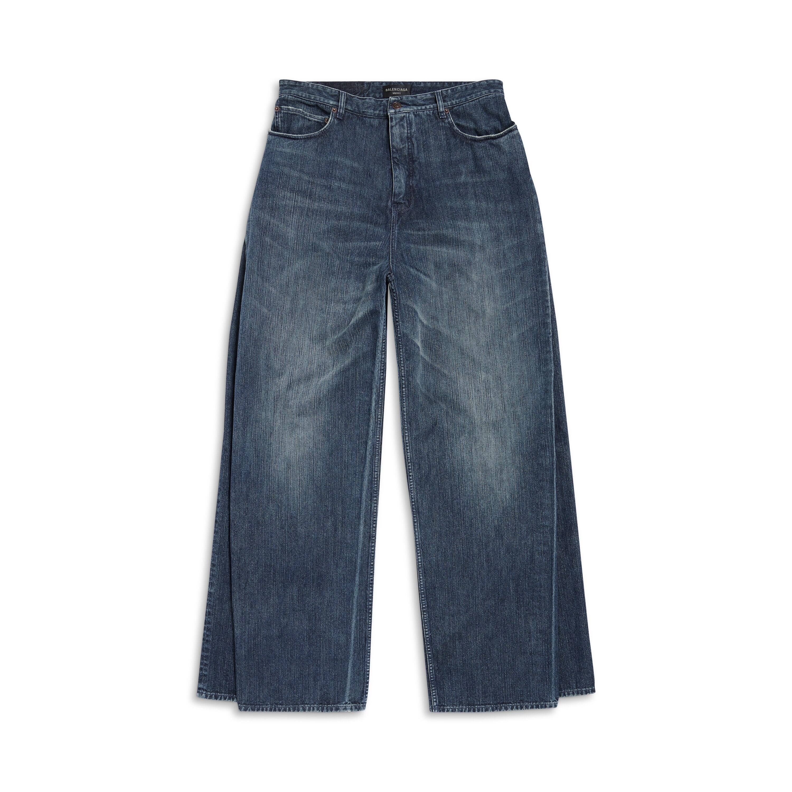 Two-tone double-waistband jeans Natural