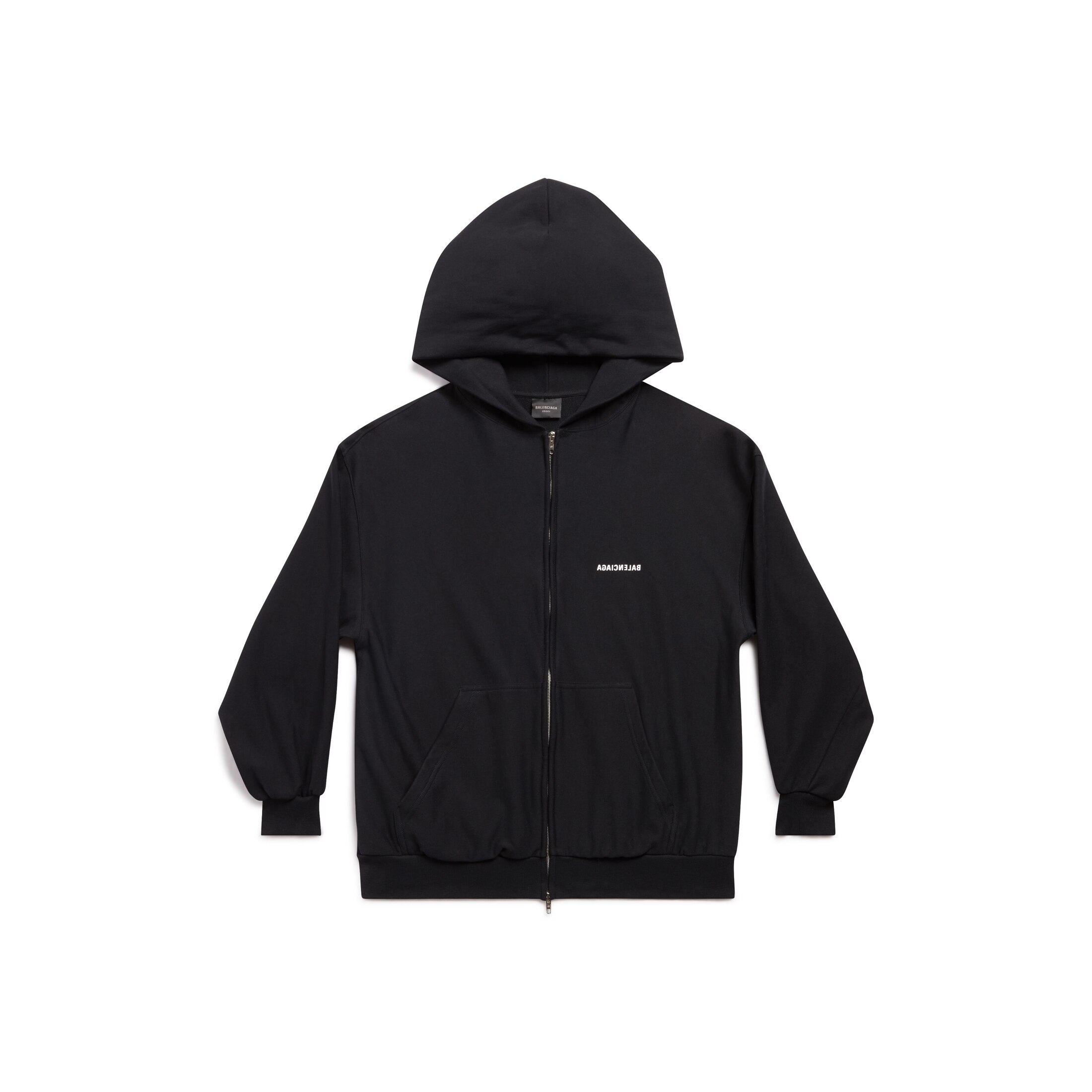 Mirror Balenciaga Zip-Up Hoodie Small Fit - Black - Men's - - Cotton