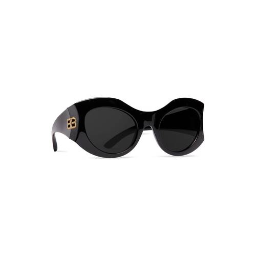 Hourglass Round Sunglasses in Black | Balenciaga US