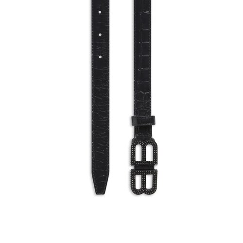 bb hourglass thin belt crocodile embossed with rhinestones