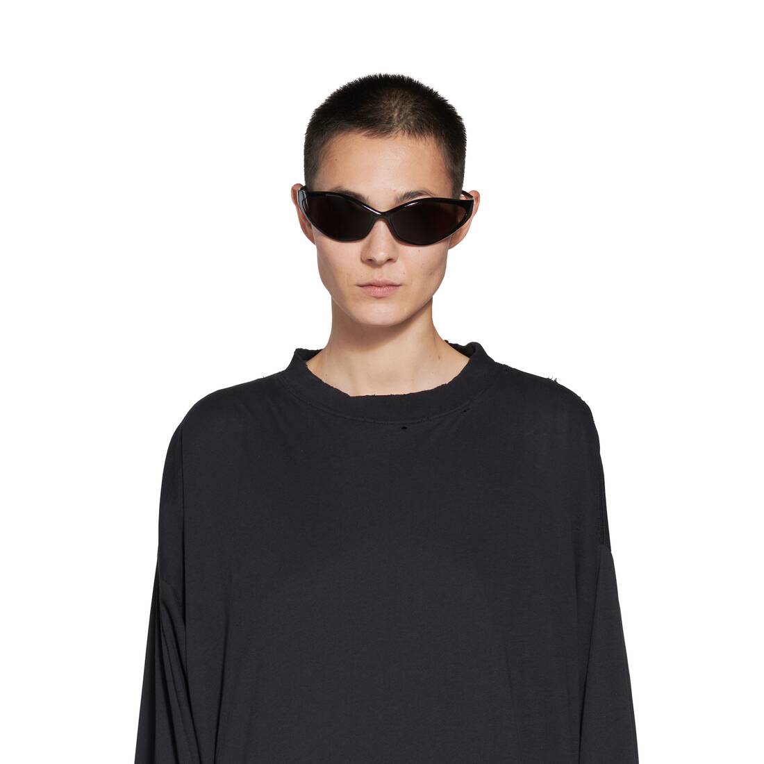 Balenciaga Long Sleeve T-shirt Oversized in Black Faded 