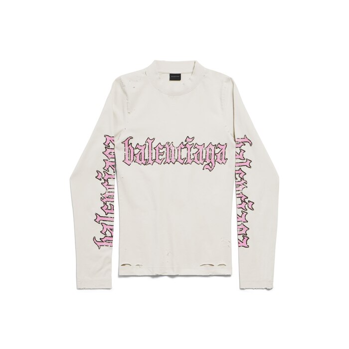 blackletter script fitted long sleeve t-shirt