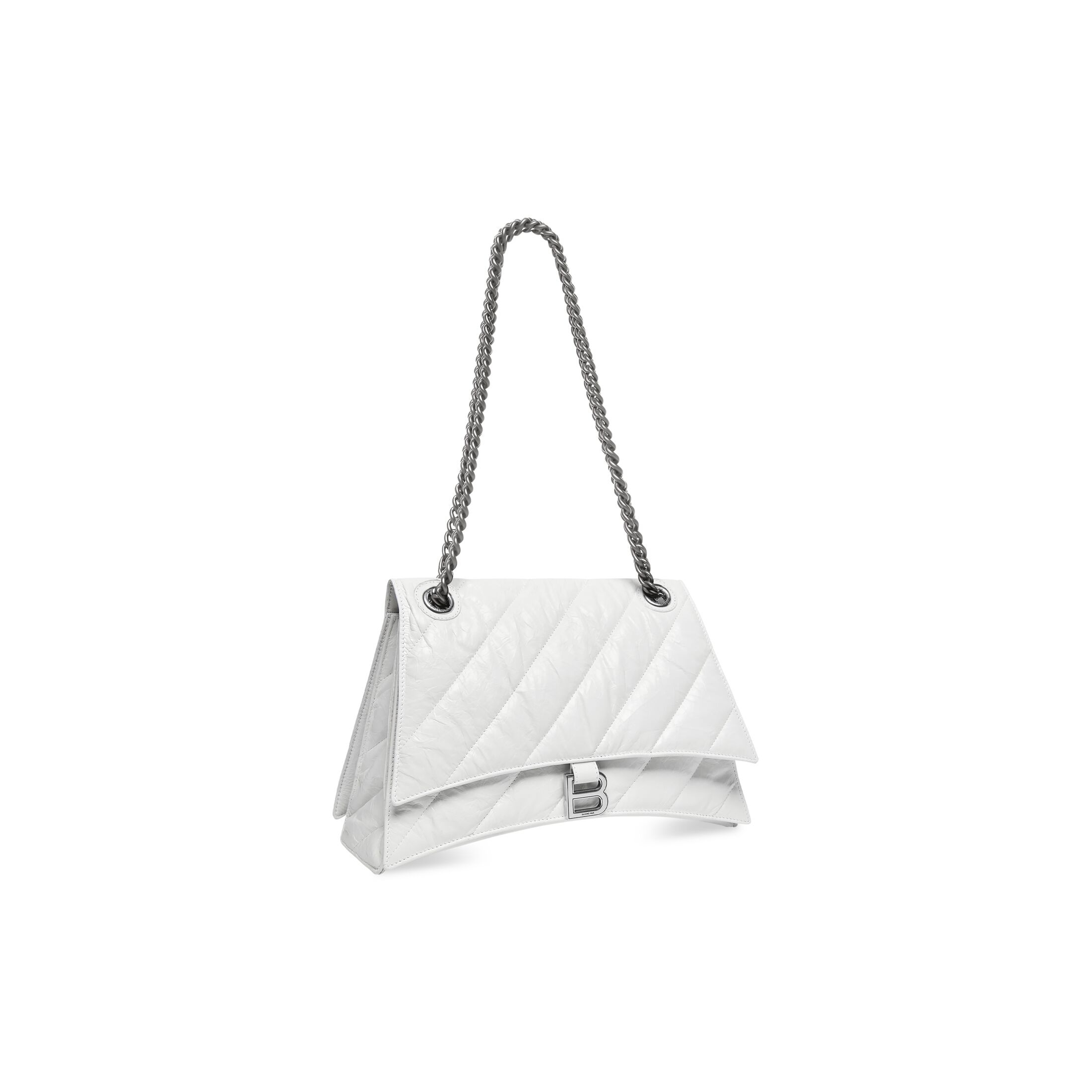 Women's Crush Medium Chain Bag Quilted in Optic White | Balenciaga US