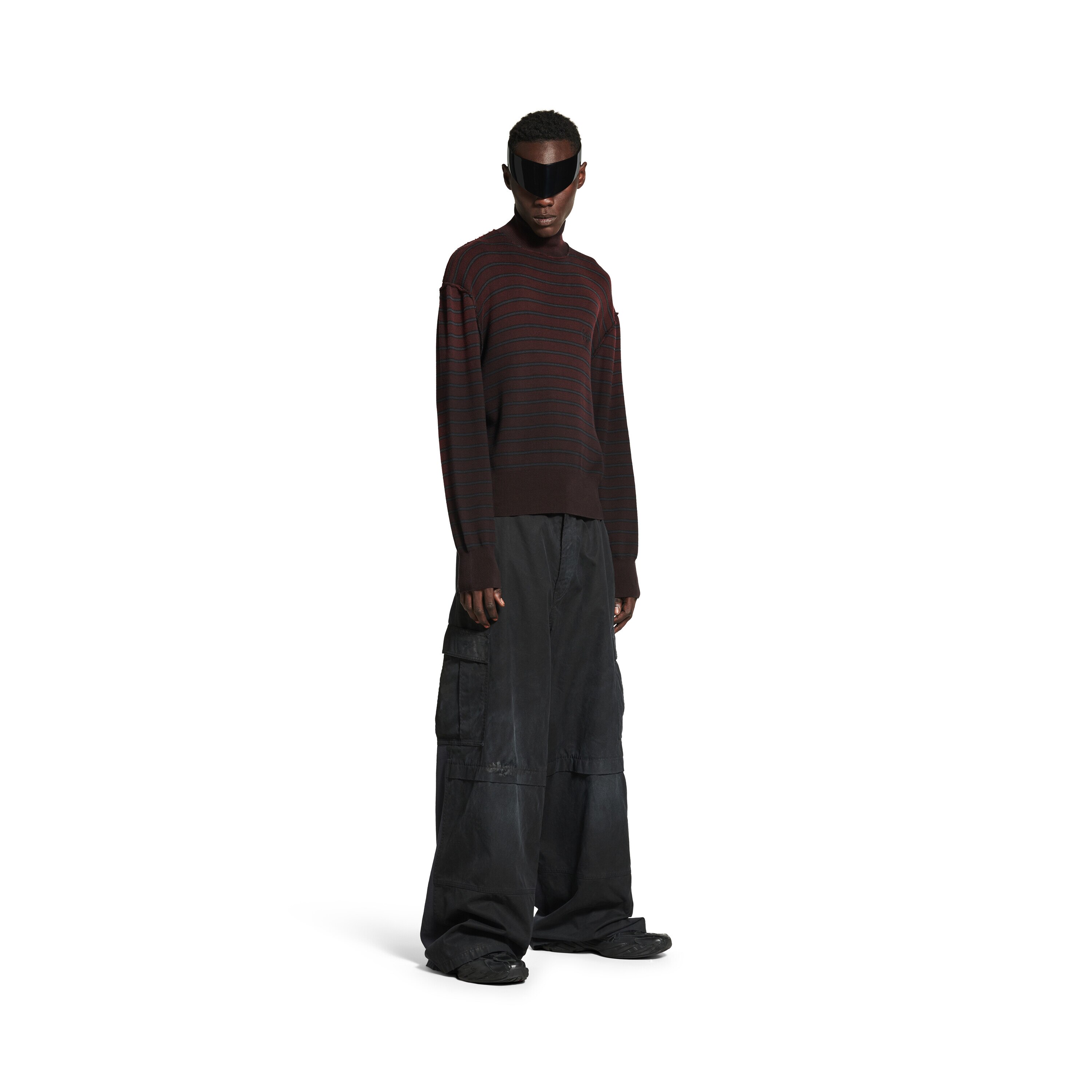 Men's Turtleneck Sweater in Beige/black/red | Balenciaga US Men's Turtleneck Sweater in Beige/black/red | Balenciaga US