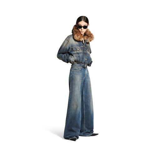 faux-fur collar denim jacket