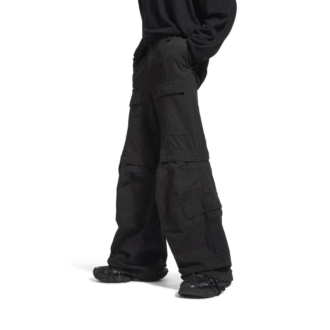Flared Cargo Pants in Black - Main Image