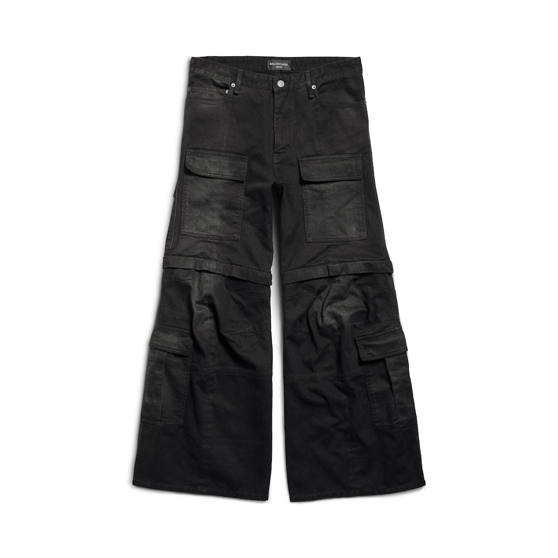 Flared Cargo Pants in Black