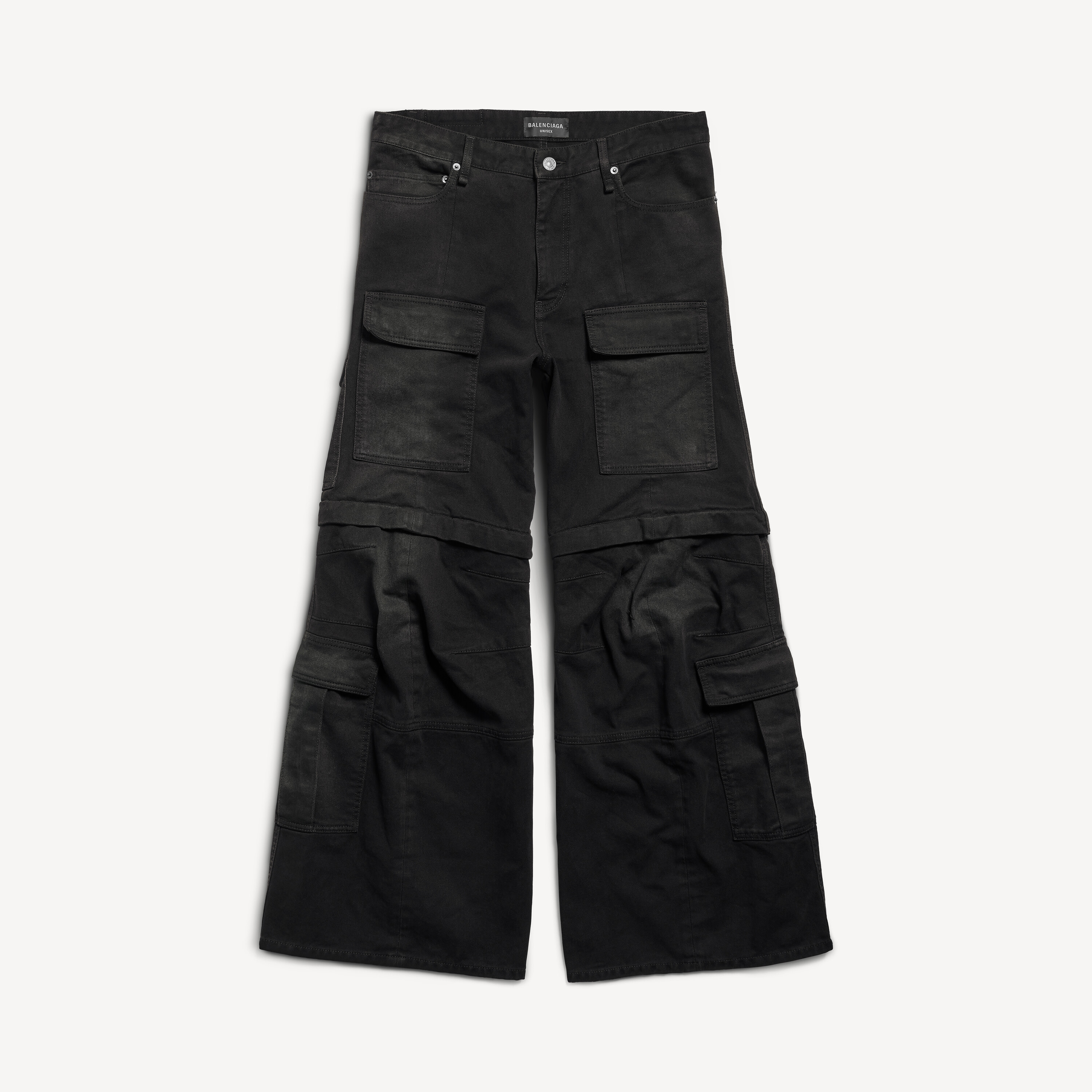Flared Cargo Pants in Black