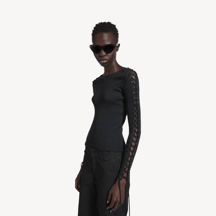 lace-up long sleeve t-shirt