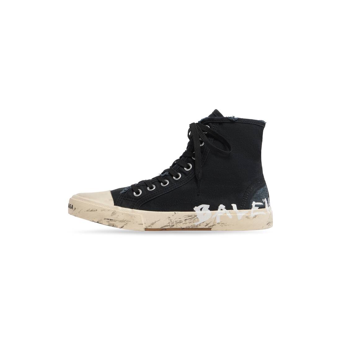 Men's Paris High Top Graffiti Sneaker in Black | Balenciaga CA