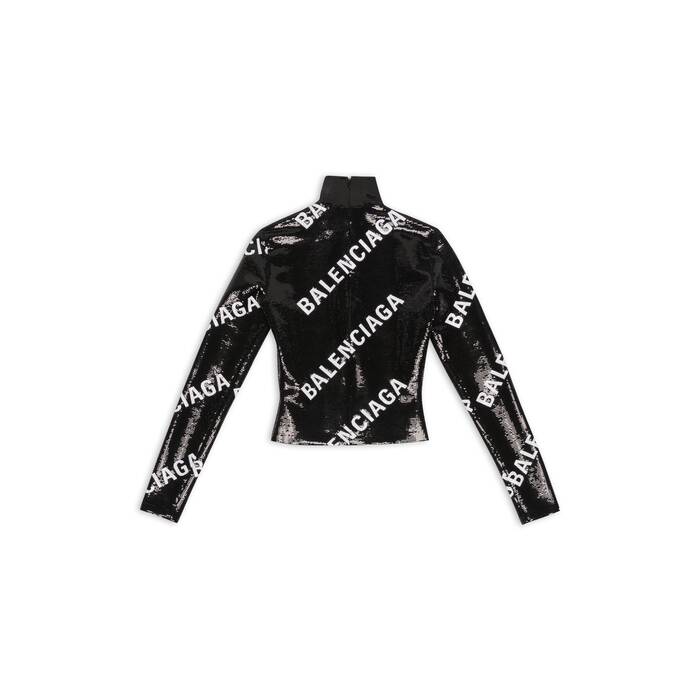 allover logo embroidered long sleeve top