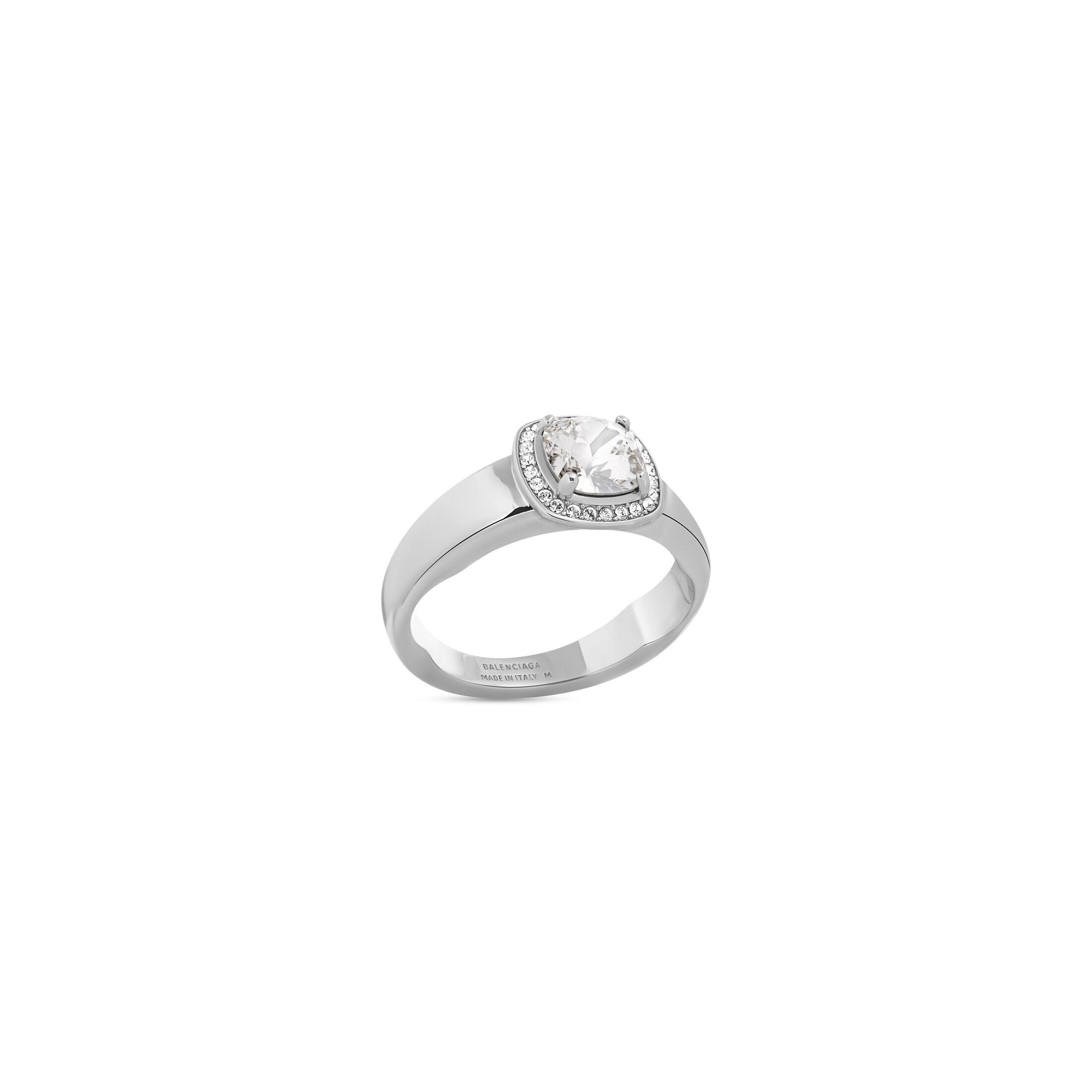 Balenciaga Maxi Solitaire Ring - Silver - Woman - S - Brass, Glass