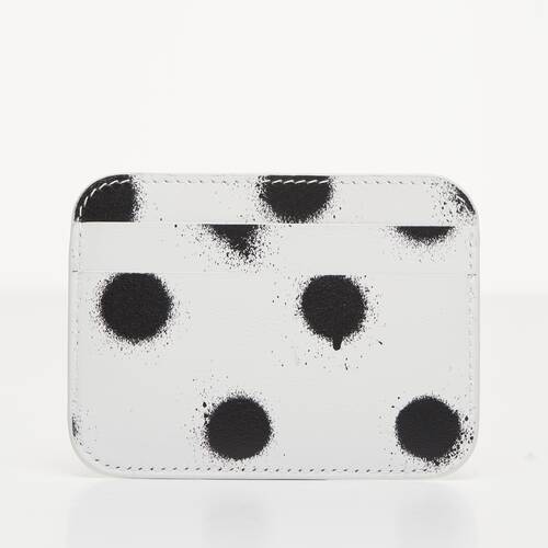 cash card holder in sprayed polka dots printed smooth calfskin 