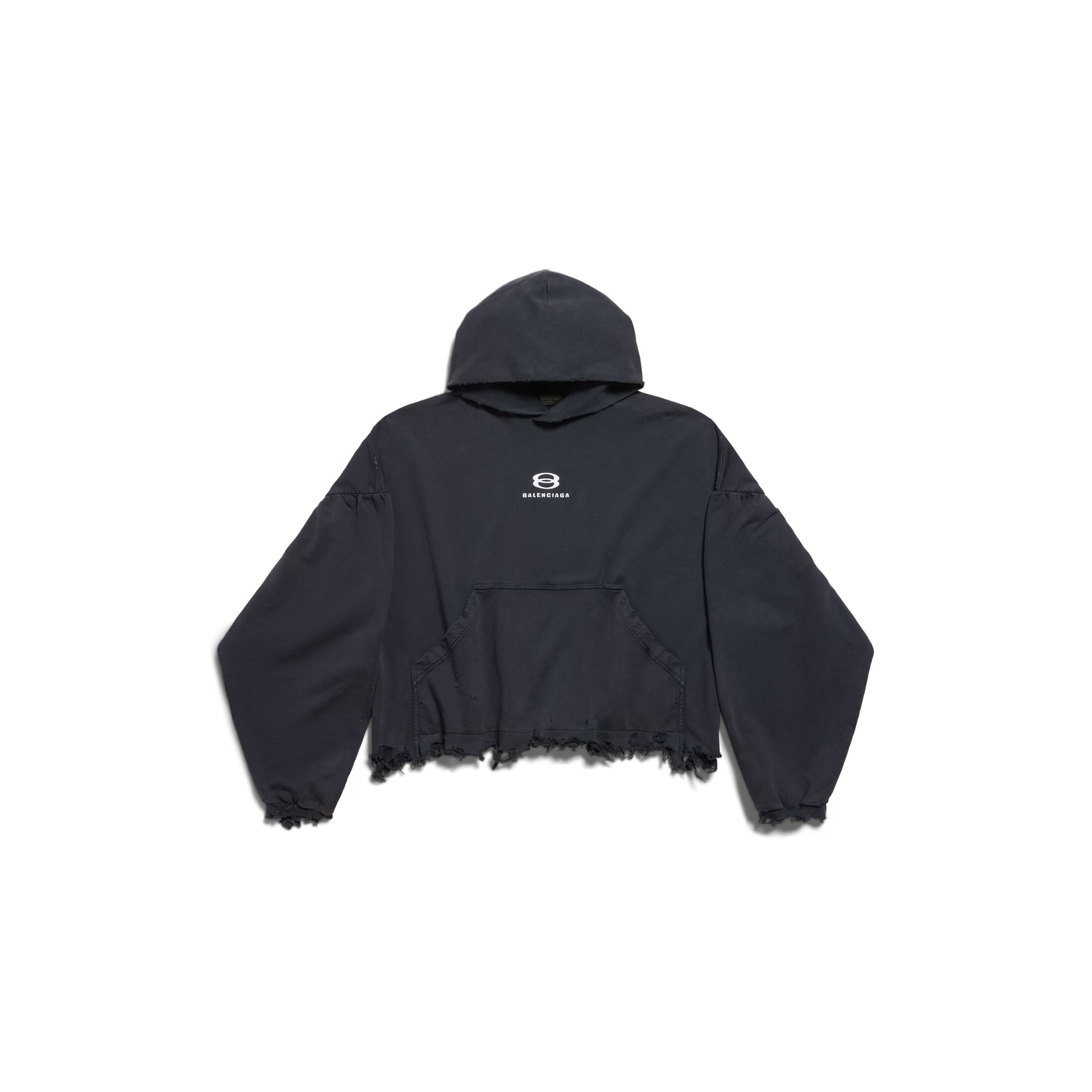 Balenciaga Unity Sports Icon Cropped Hoodie Oversized - Black - Unisex - 2 - Cotton