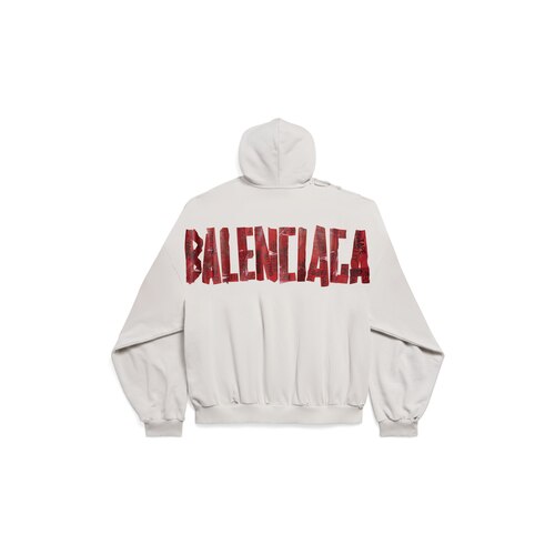 security tape zip-up hoodie large fit