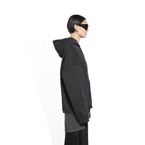Turn Wide Fit Zip-up Hoodie in Black | Balenciaga US