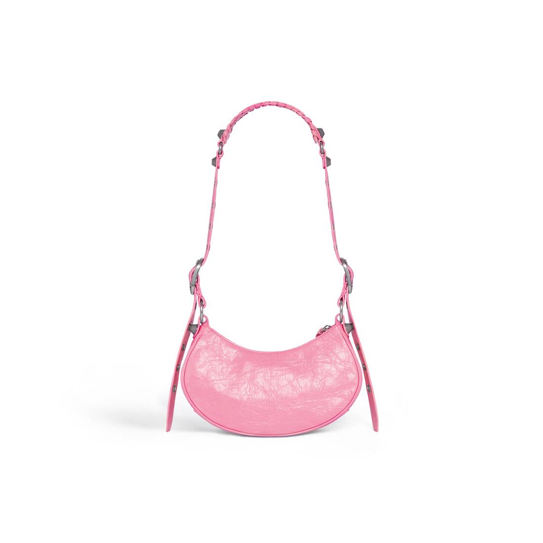BALENCIAGA Denim BB Monogram Le Cagole Shoulder Bag XS Pink 1247953