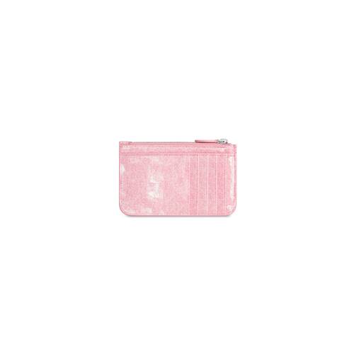 cash large long coin and card holder denim print