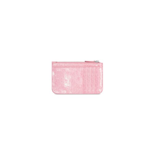 cash large long coin and card holder denim print