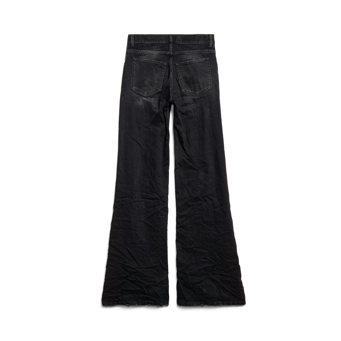 BALENCIAGA ブラックデニム ワイドレッグ ホワイト の ウィメンズ ワイドレッグ パンツ スニーカー