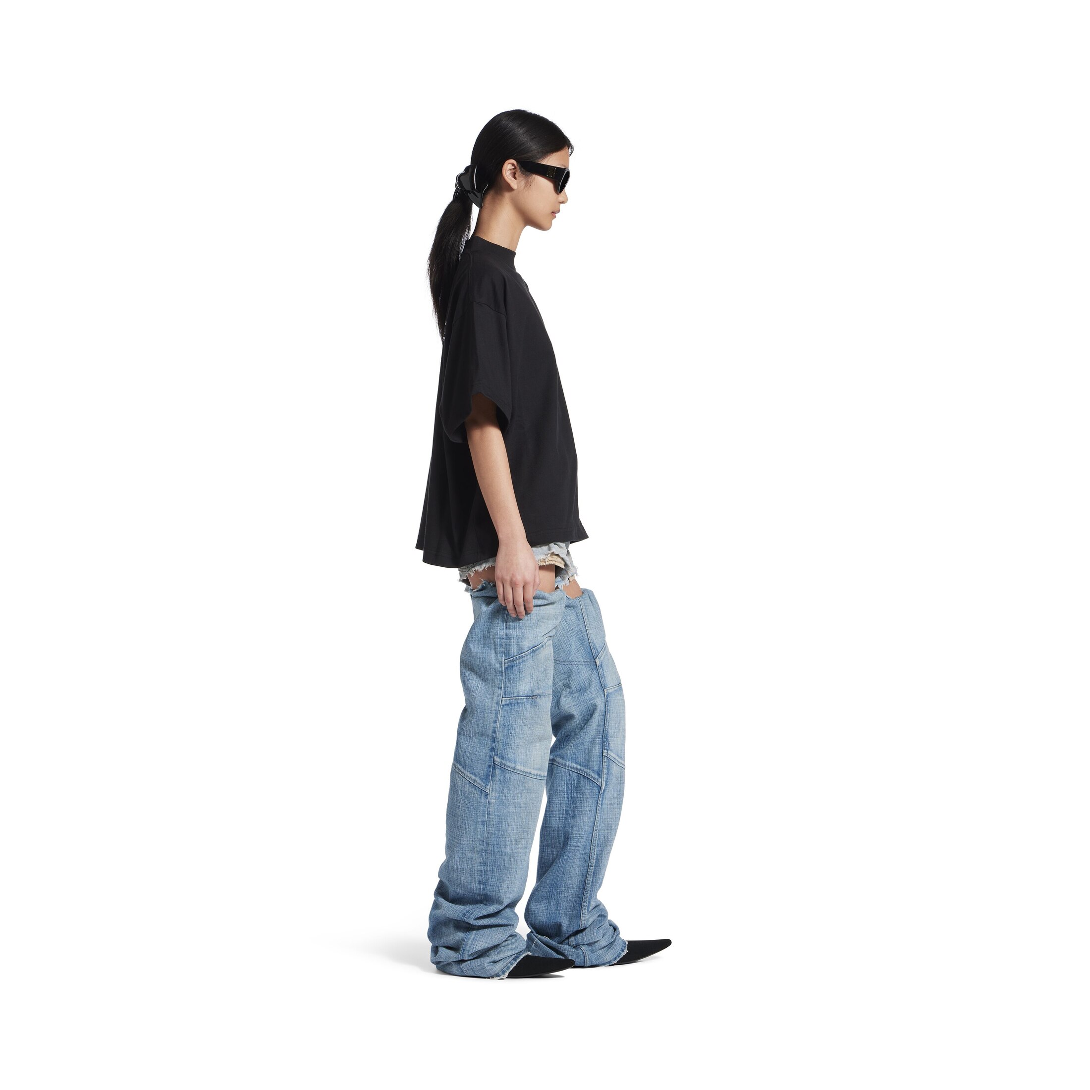 balenciaga back strass cropped t-shirt