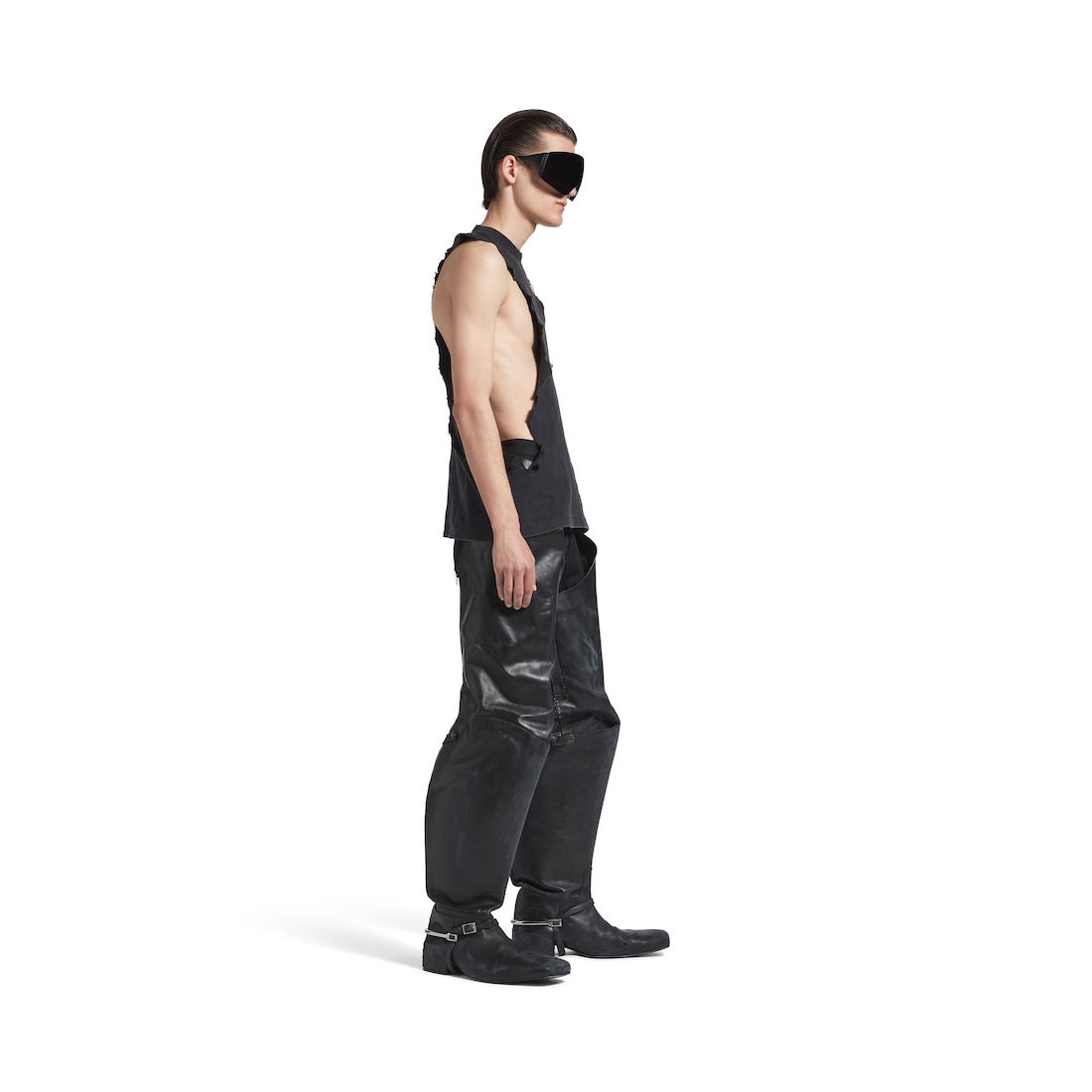 Men's Standard Ripped Tank Top in Black Faded