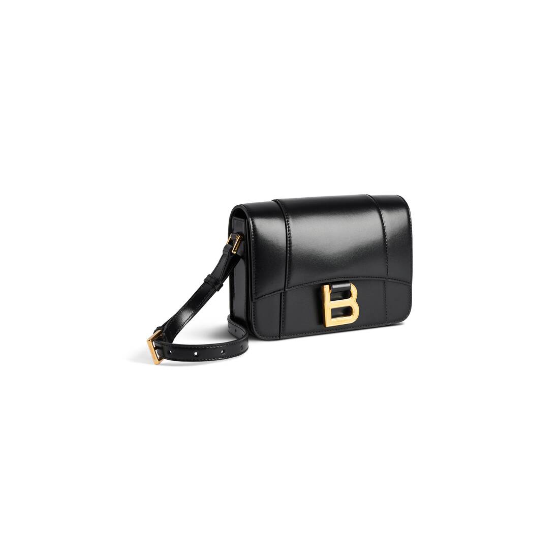 Women's Hourglass Flap Bag Small in Black Balenciaga AE