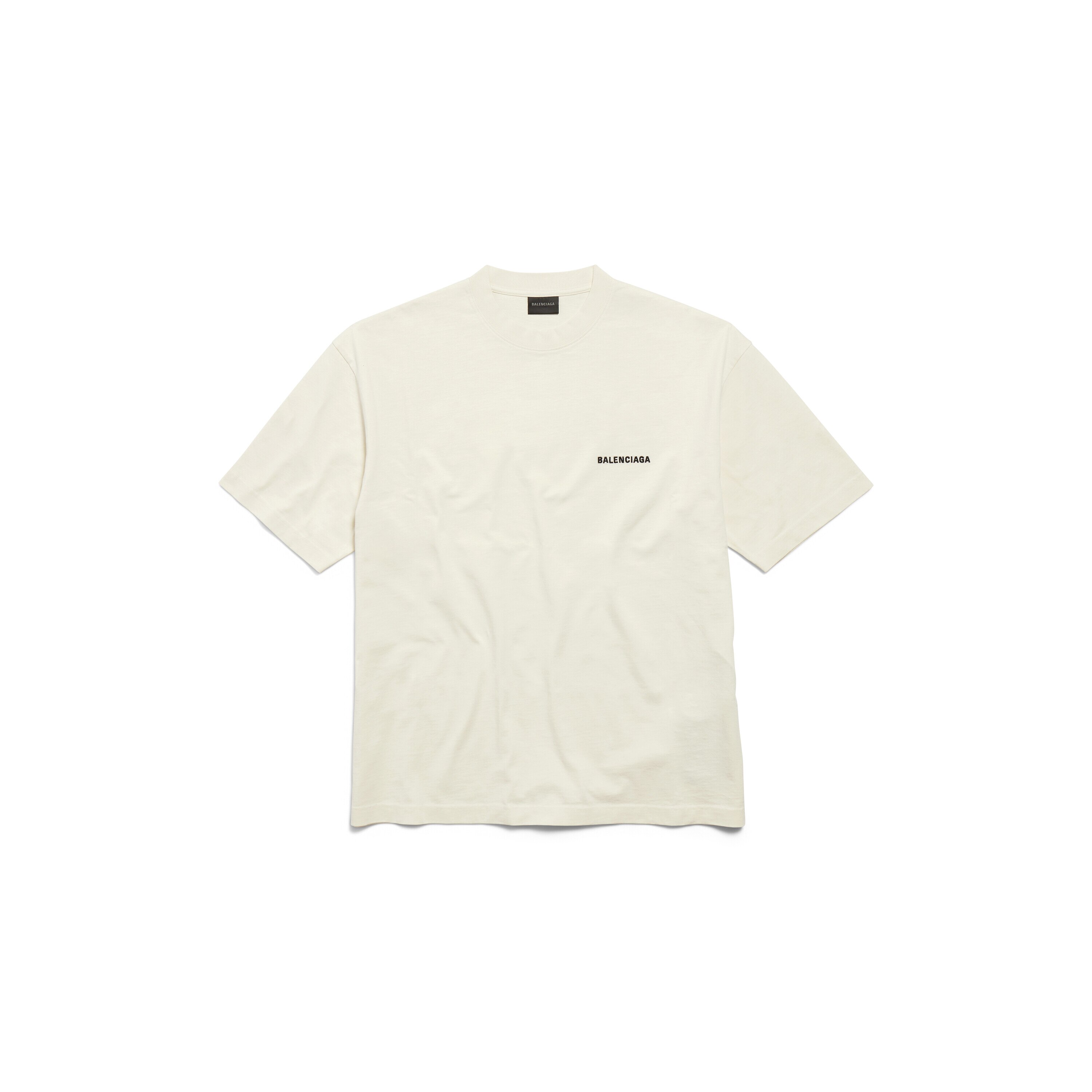 Tシャツ・カットソー BALENCIAGA Men T-shirt White 787349TRVS8 9081 Tape Type T-shirt Medium Fit in White | Balenciaga US