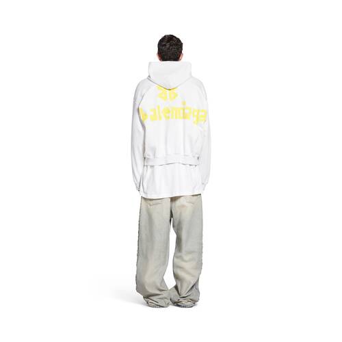 tape type ripped pocket hoodie large fit