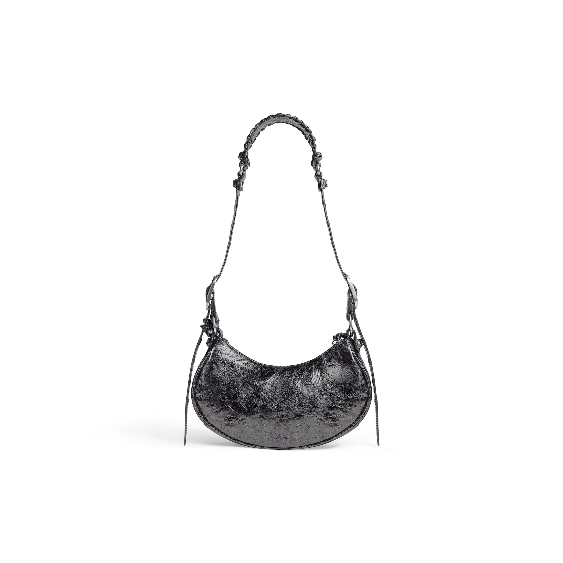 Women's Le Cagole Xs Shoulder Bag Metallized in Dark Grey| Balenciaga® US