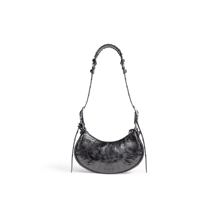 Women's Le Cagole Xs Shoulder Bag Metallized in Dark Grey | Balenciaga US