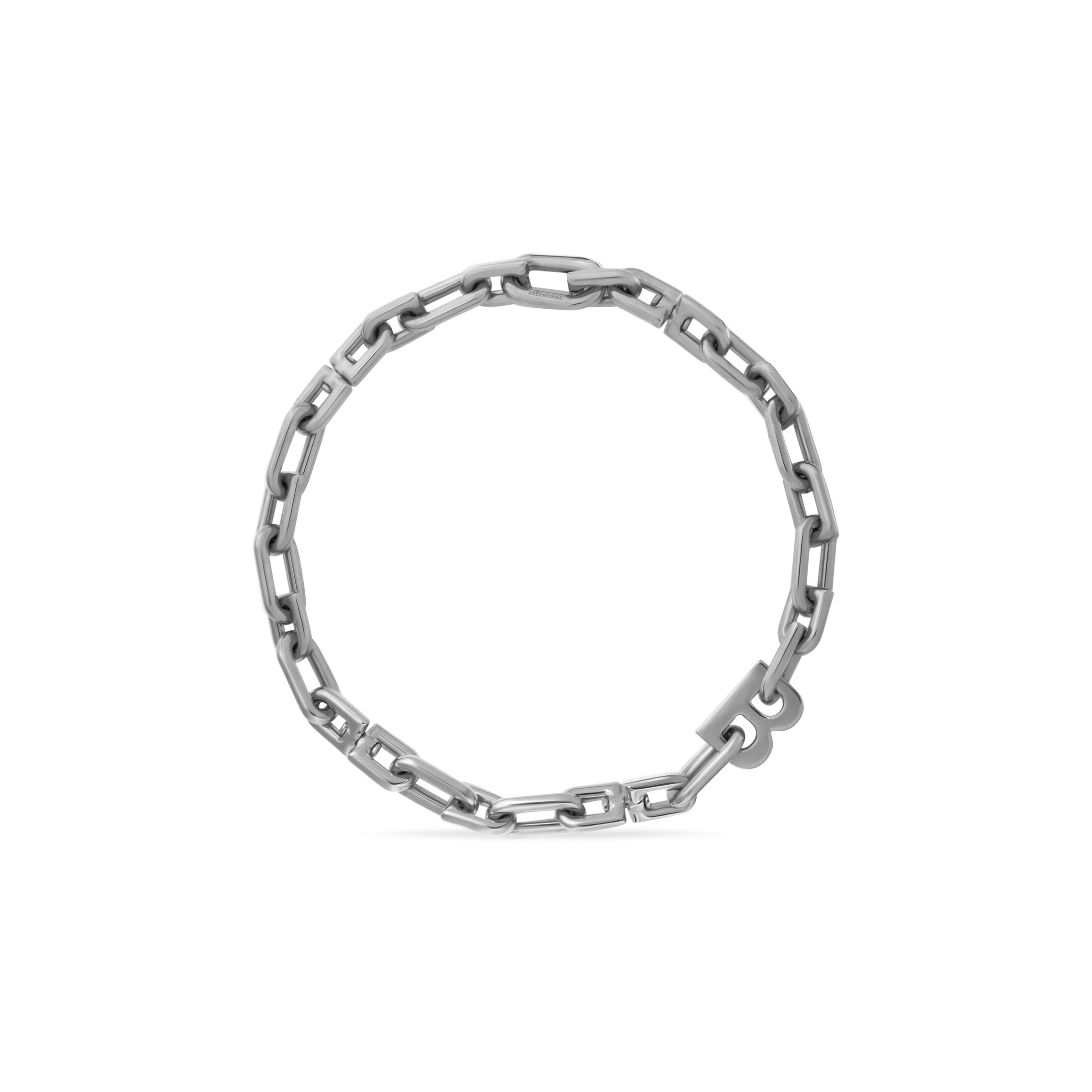 Balenciaga B Chain Thin Necklace - Silver - Men's - - Brass