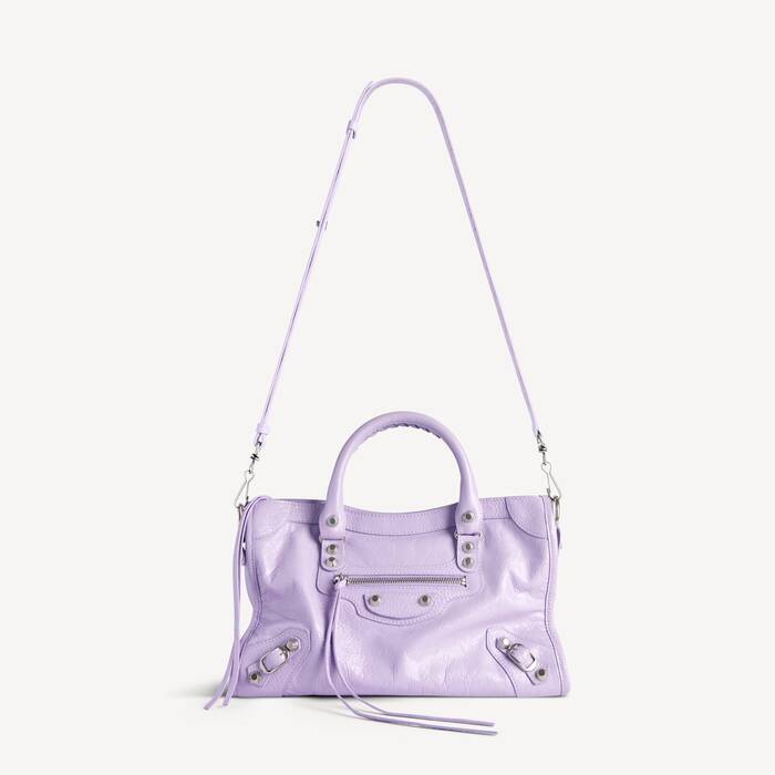 Balenciaga Purple Leather City Bag With Hardware