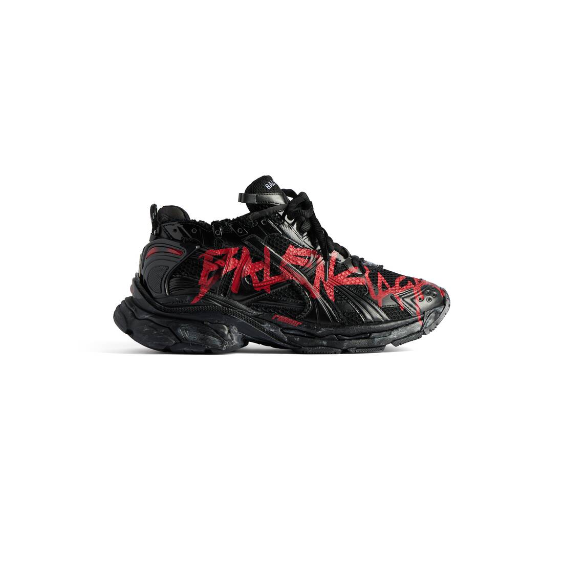 Men's Runner Graffiti Sneaker in Black Balenciaga US
