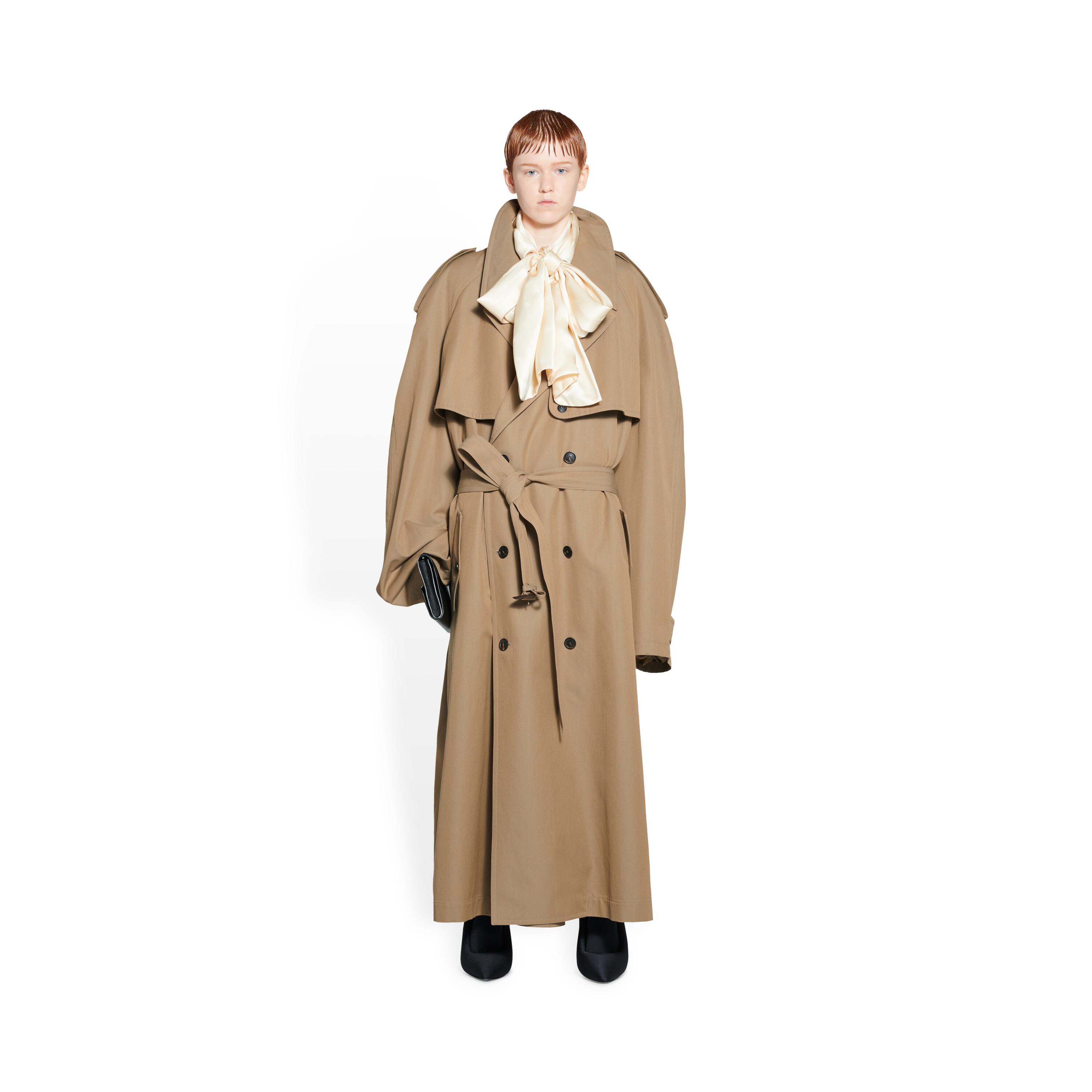 Women's Oversized Trench Coat in Beige | Balenciaga US