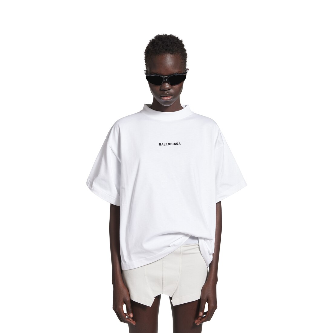 関税送料込み BALENCIAGA BACK CROPPED Tシャツ Women's Balenciaga Back Cropped T-shirt in White/black
