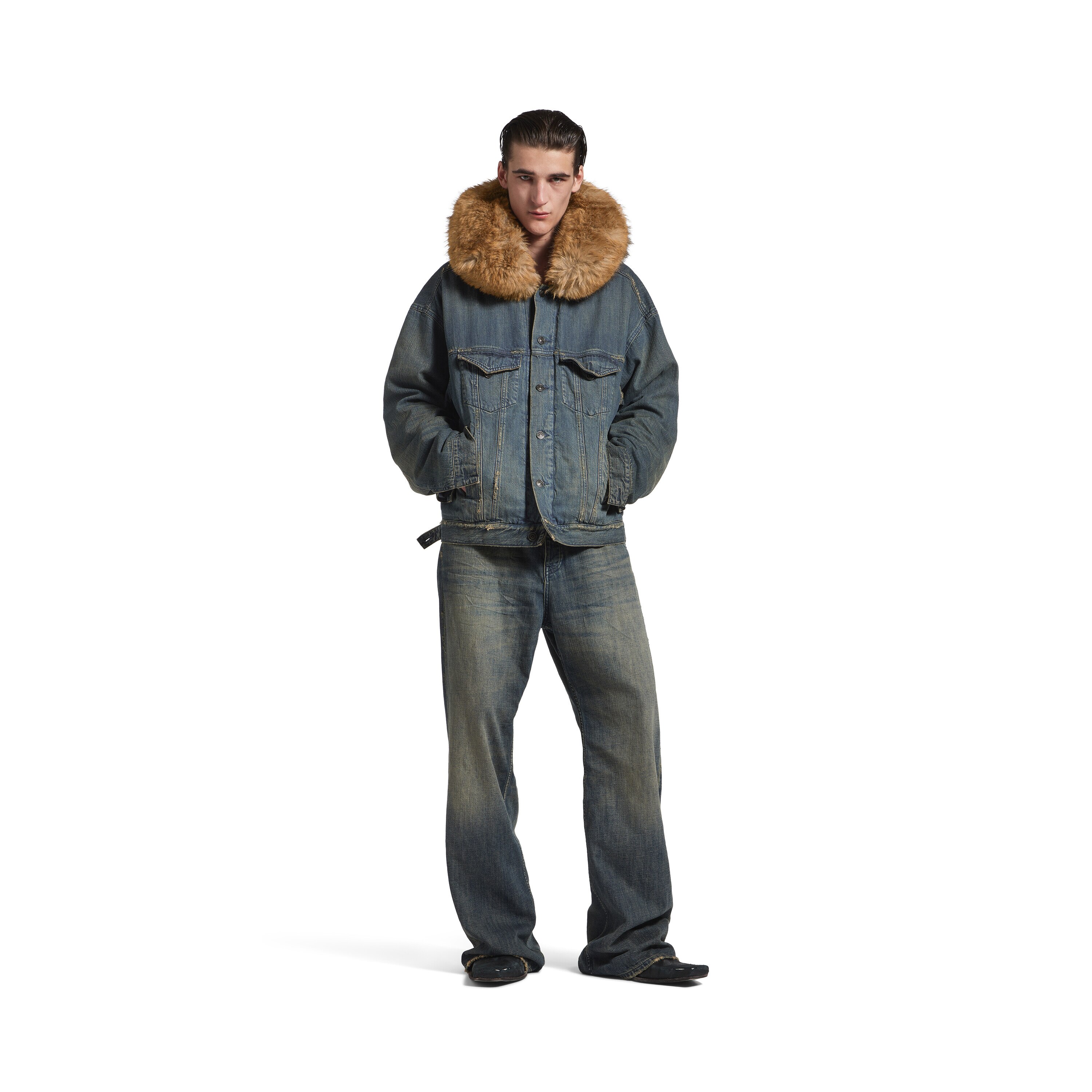 Men's Boxy Jacket in Blue | Balenciaga US