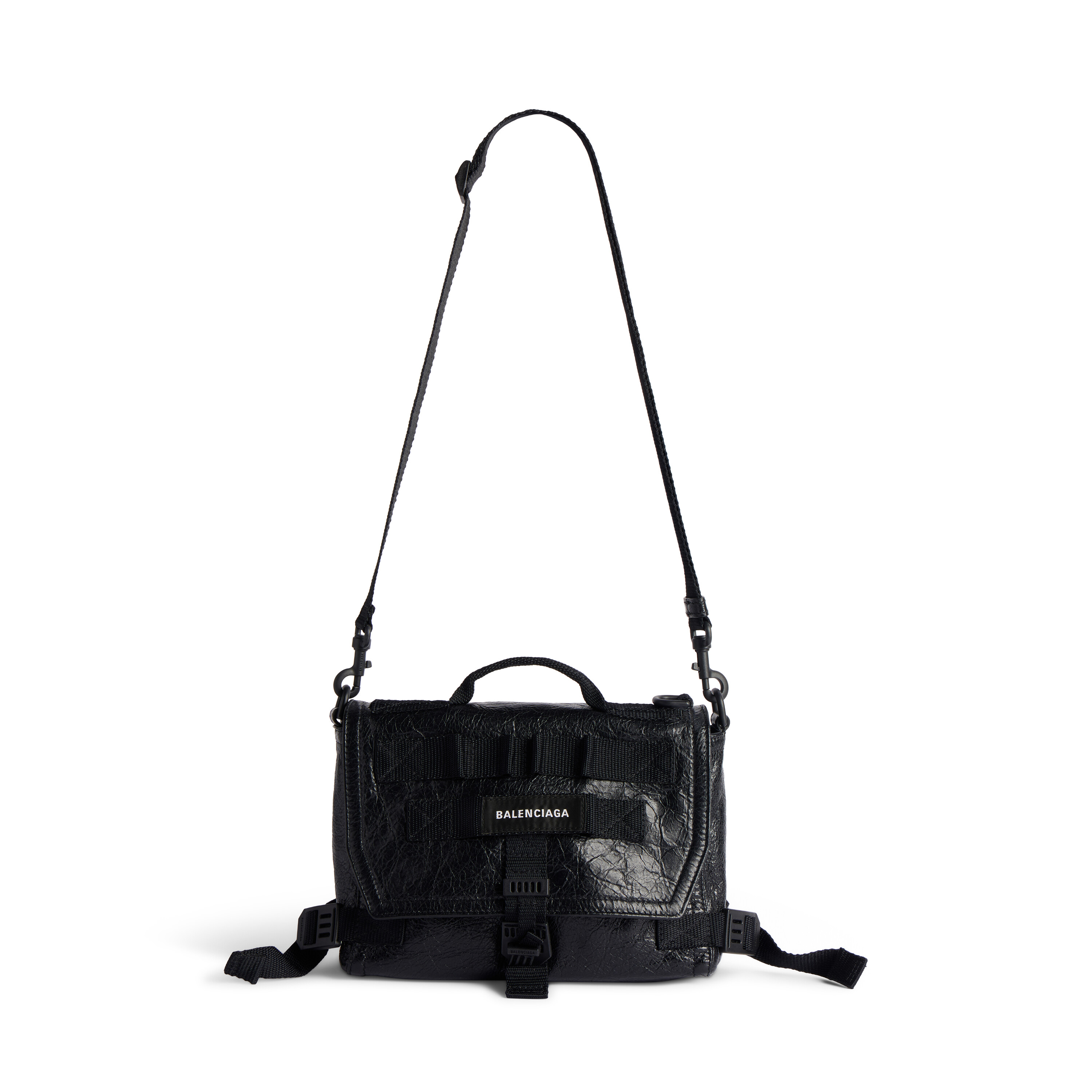 Men's Army Messenger Bag Small in Black | Balenciaga US