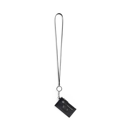 Men's Le Cagole Card Case On Keychain in Black | Balenciaga US